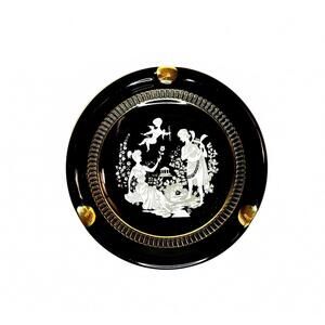 Vintage Deep Cobalt Blue Florentine Ashtray With Gold Accents - Romance